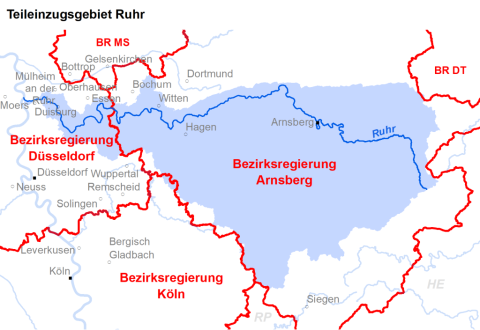 
		Zuständigkeiten im Teileinzugsgebiet Ruhr. Quelle: MULNV NRW
	