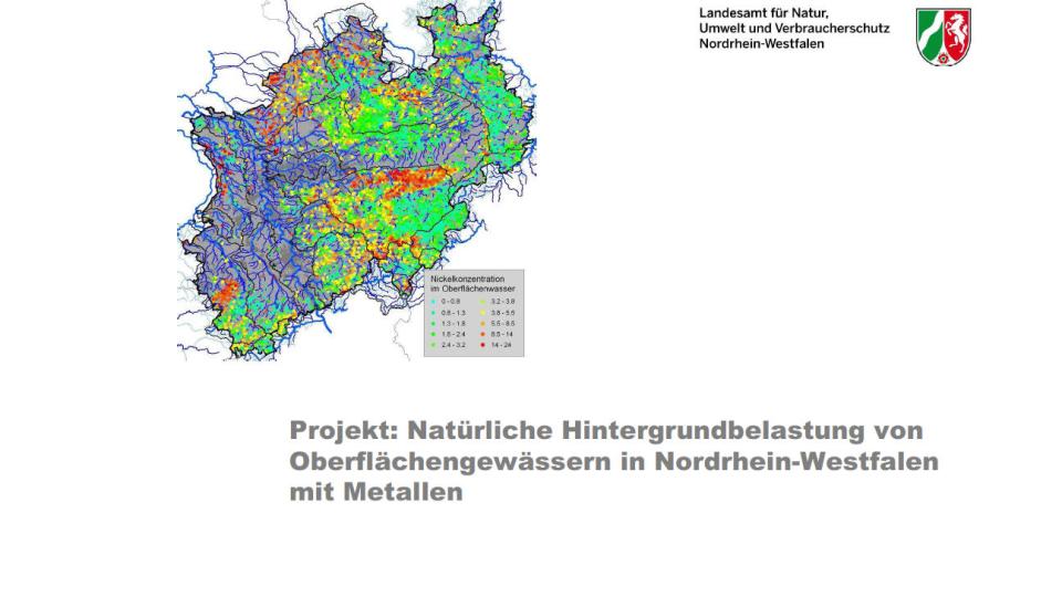 Karte von NRW mit Darstellung der Nickelkonzentration